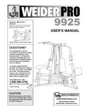 Weider Pro 9925 Manual Download